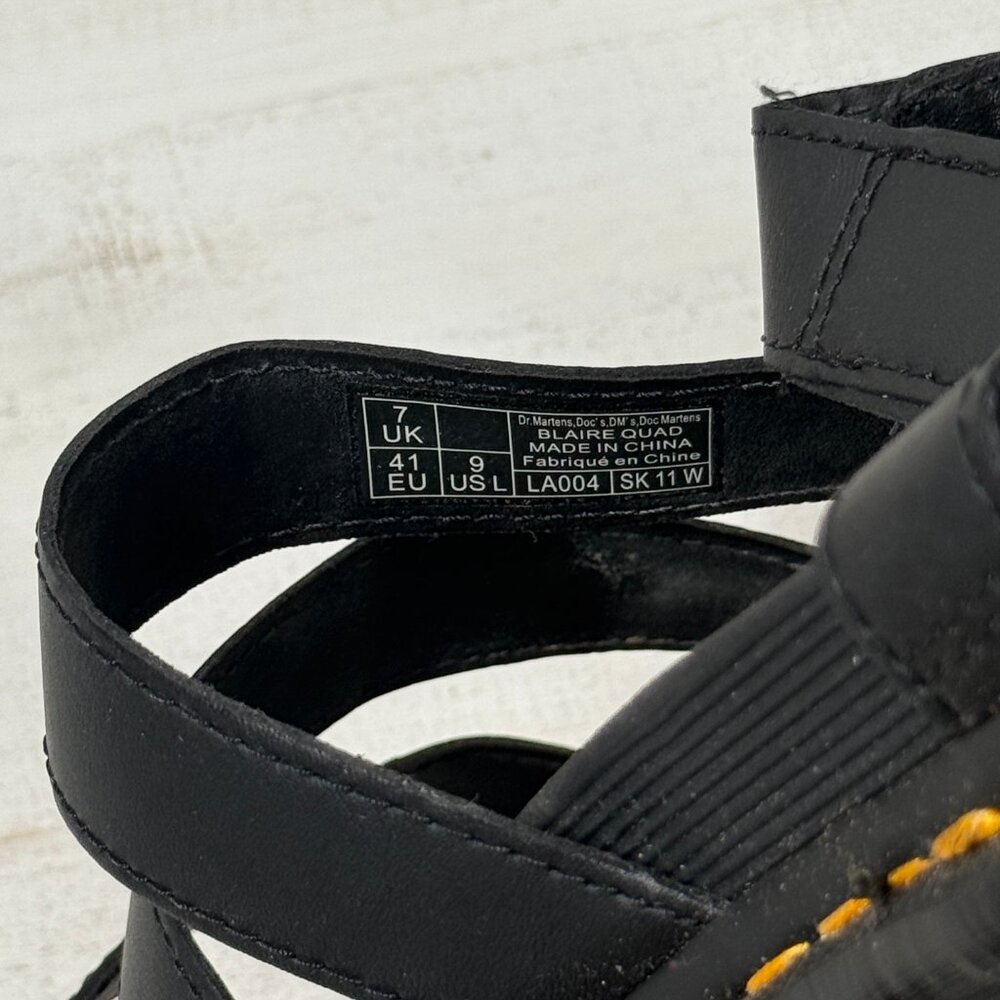 Dr. Martens Blaire Quad Platform Gladiator Sandals Black Hydro Leather Size 9 - Picture 12 of 13